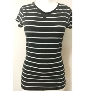 Poof! BLACK AND WHITE STRIPE LONG T-SHIRT SIZE M